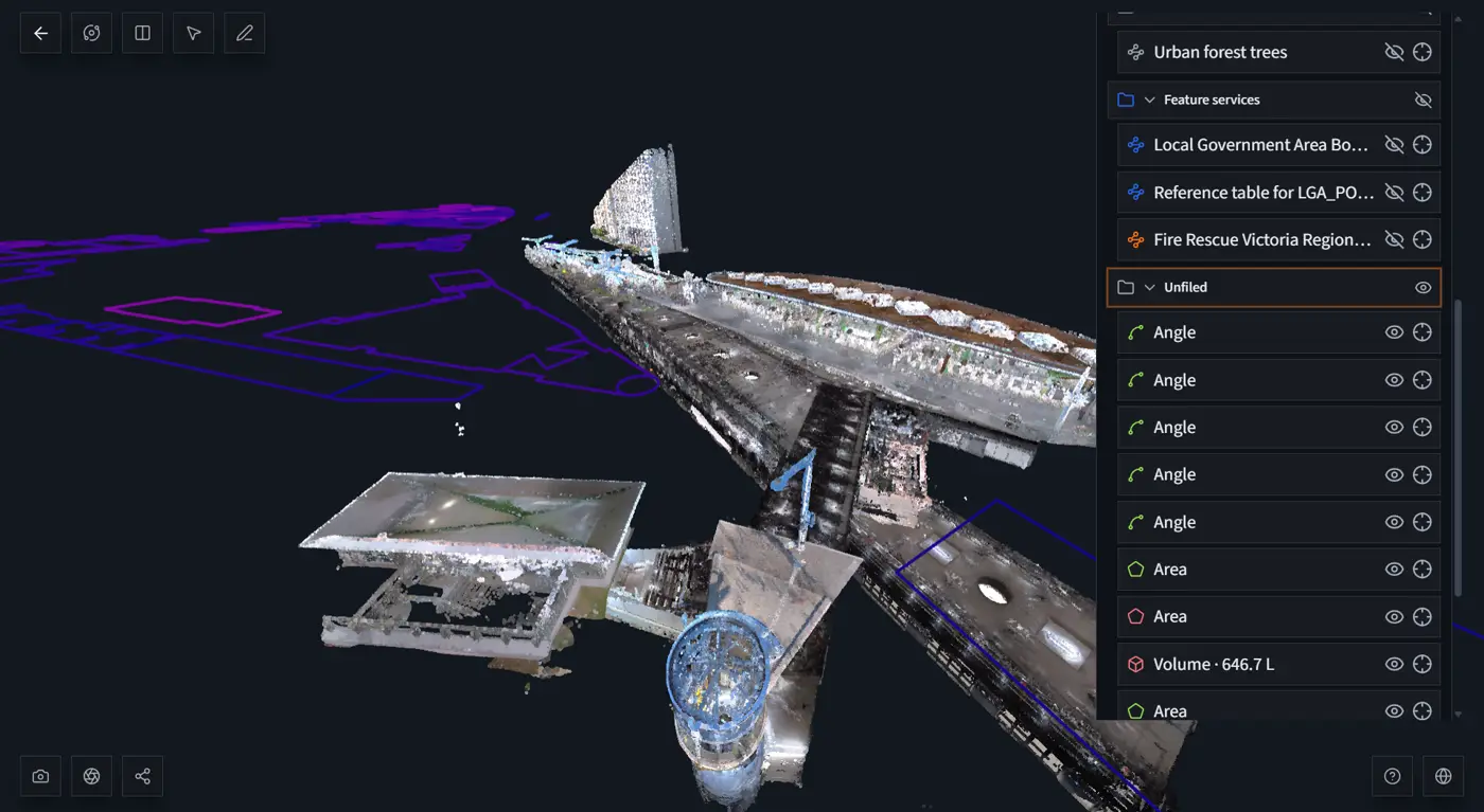 Published MapShare scene with layers and measurements