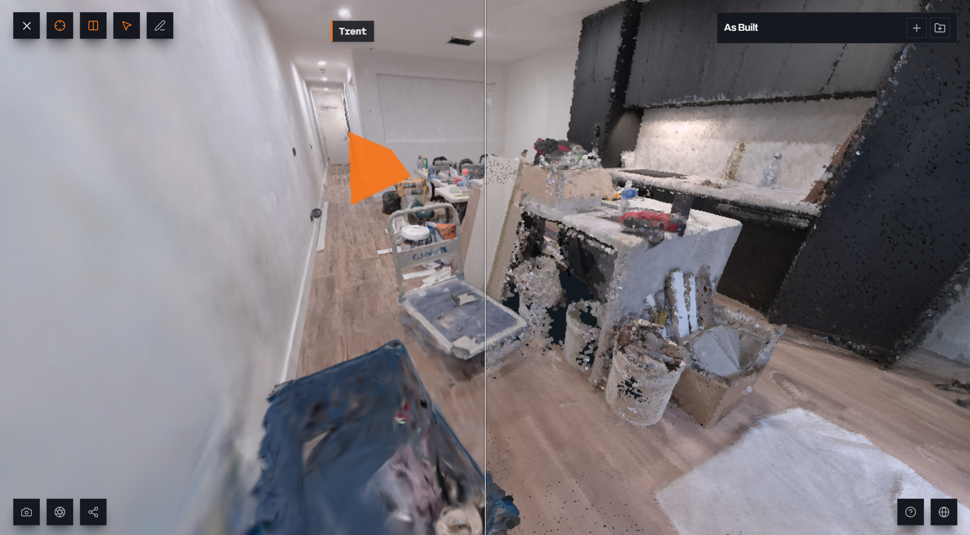 Split A/B view with a colleague present in the scene